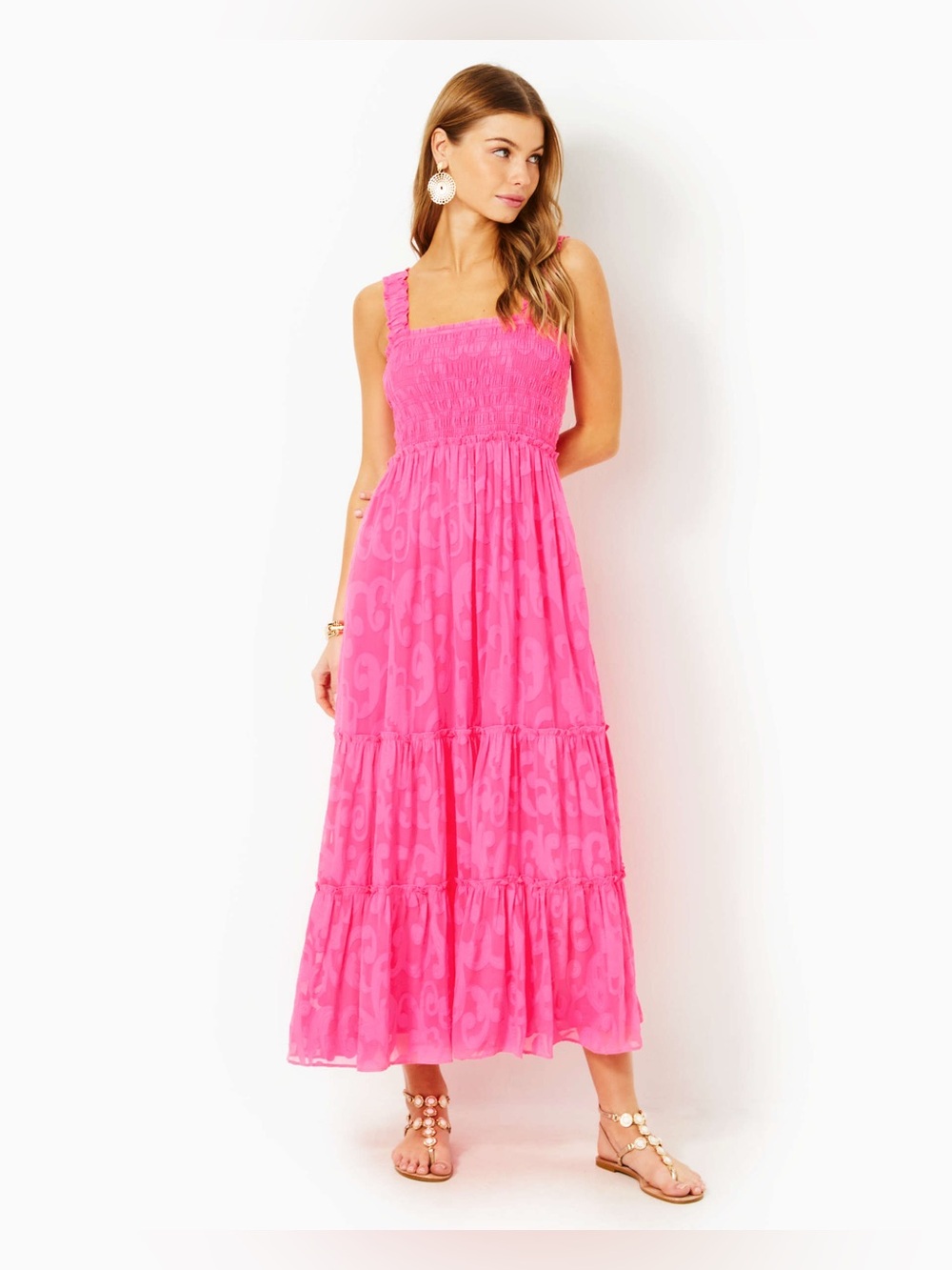 Lilly Pulitzer Hadly Smocked Sleeveless Stretched Maxi Dress